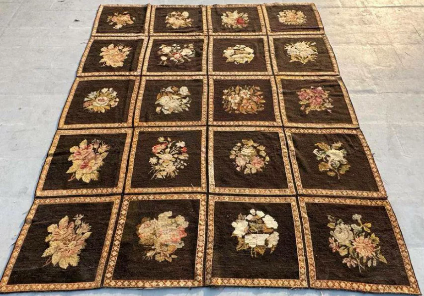 After restoration: expertly repaired rug with renewed patterns and colors